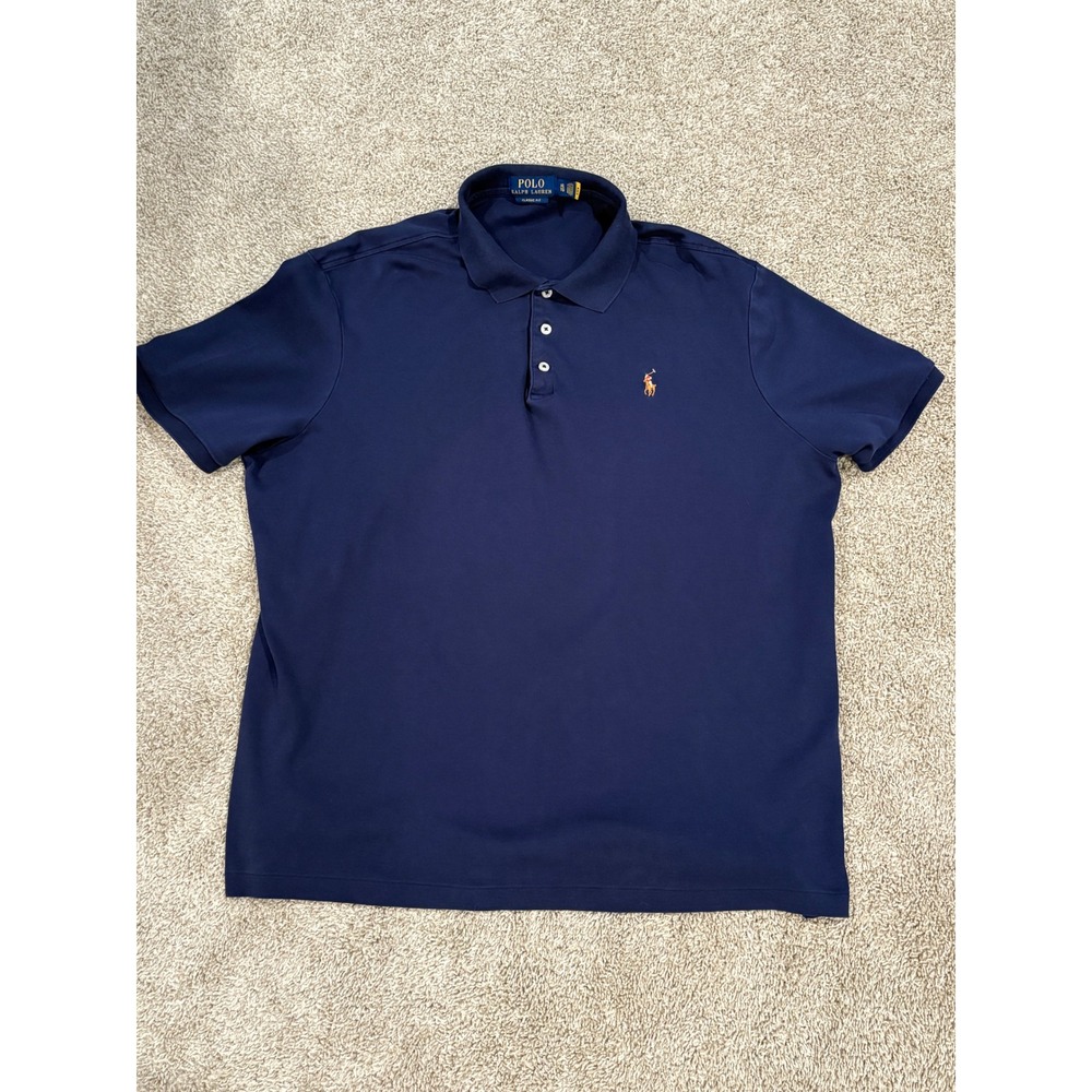 Polo Ralph Lauren Mens XL Classic Fit Navy Blue Short Sleeve Polo Pony Logo